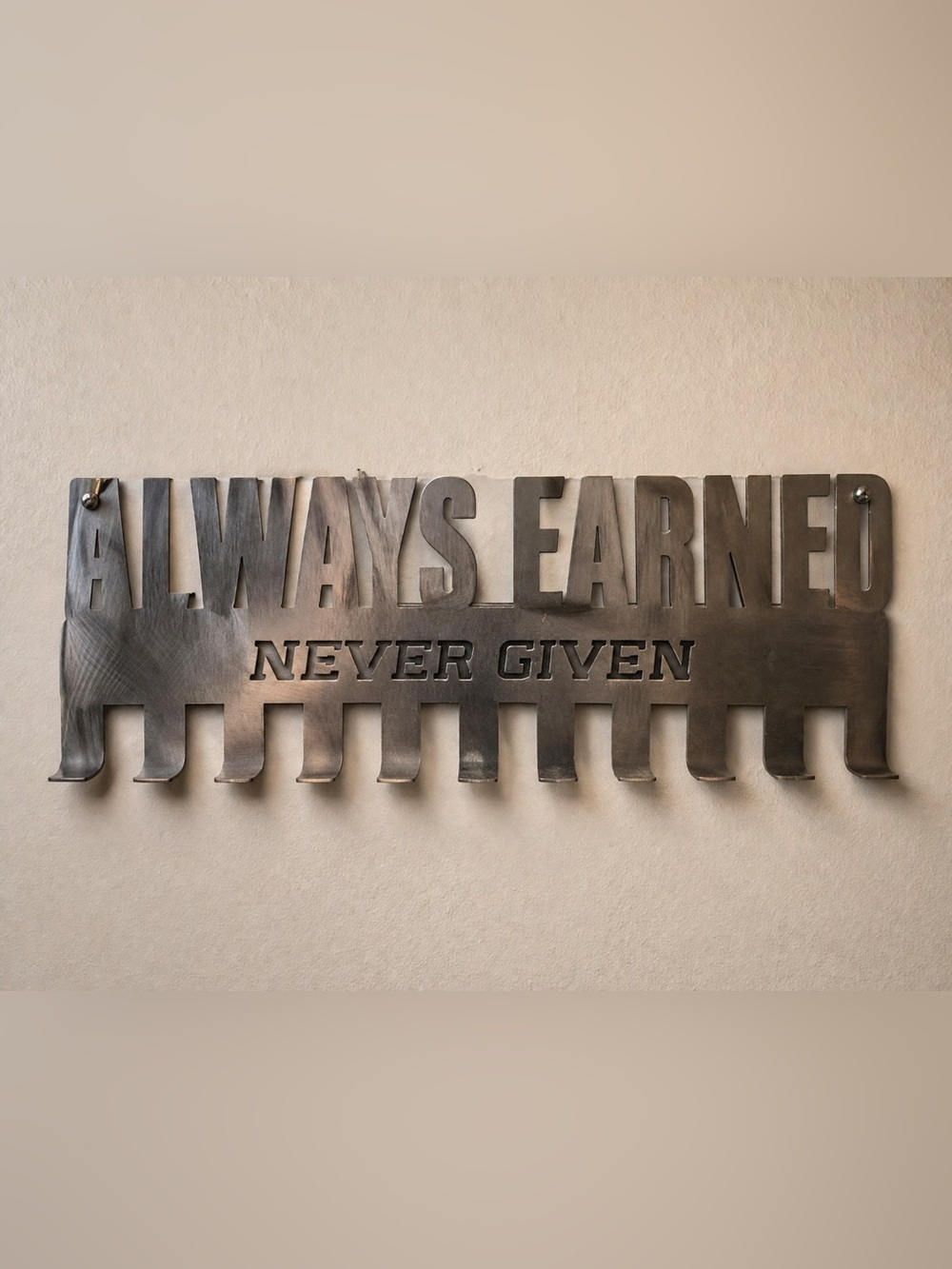 Motivational Medal Holder Display Hanger - Always Earned Never Given